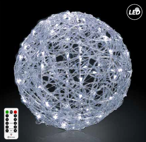 Εικόνα από Μπάλα LED  Φ30cm με τηλεχειριστήριο ασημί 3xAA Ψυχρό