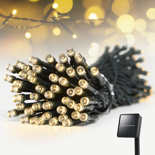 Εικόνα από Λαμπάκια 100LED 10m Solar σταθερό Θερμό πράσινο καλώδιο IP44