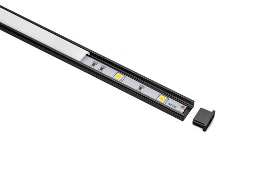 Εικόνα από Προφίλ αλουμ. ΜΑΥΡΟ επίτοιχο Π + κάλυμμα μαύρο ή λευκό  για λεντοταινία (2m)