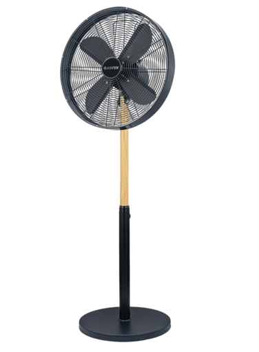 Εικόνα από Ανεμιστ. Ορθοστάτη Μεταλλικός Retro Φ45 Μαύρος με ξύλινες λεπτομέρειες